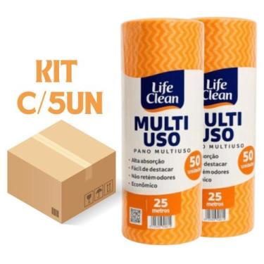 Imagem de Pano Multiuso Life Clean 28cmX50cm 50 unidades laranja 5 unidades