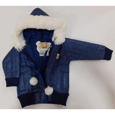 Imagem de Jaqueta Bebe Menina Matelasse Poa Inverno Capuz Casaco 6253 - Lessa Ki