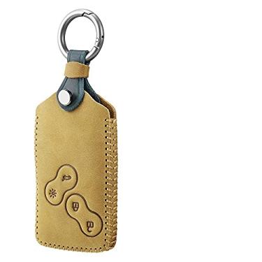 Imagem de YJADHU Couro masculino feminino porta-chaves porta-chaves tampa do porta-chaves do carro, adequado para Renault Duster Captur Clio Logan Megane 1 2 3 Koleos Scenic, marrom