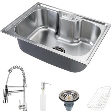Imagem de Cuba Para Cozinha Gourmet Pia Aço Inox Com Acessórios Nawa 50 cm E Torneira Gourmet Munim Pingoo.casa