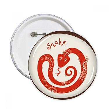 Imagem de Ano de cobra animal China zodíaco vermelho pinos redondos crachá botão emblema decoração acessório 5 peças