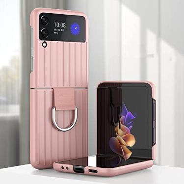 Imagem de Para Samsung Galaxy Z Flip 3 Capa de Telefone para Zflip3 Dobrável à Prova de Choque Luva Protetora Anti-riscos com Anel, Rosa, Para Samsung Z Flip 3