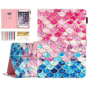 Imagem de Capa para tablet Dteck universal de 20,3 cm – Capa de couro com suporte de visualização ajustável para Lenovo Samsung ASUS ZenPad Huawei Acer 8" 8,4" Tablet Android (escala colorida)