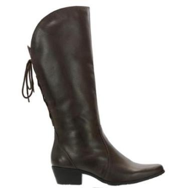 Imagem de Bota montaria feminina em Couro Bico fino Ajuste na panturrilha Cano longo-Feminino