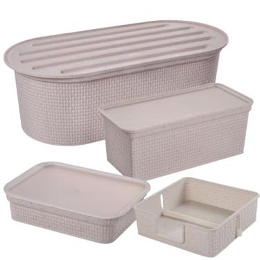 Imagem de Kit 4 peças - Porta Pão com Migalheira, Porta Torradas/Biscoitos, Porta frios e Porta guardanapo Tear