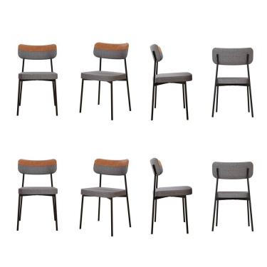 Imagem de Kit com 8 Cadeiras para Sala de Jantar Mona Yescasa Cinza Corriente /Caramelo