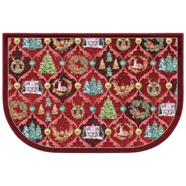 Imagem de Demissle Tapete de lareira para lareira Cabine Sudoeste à prova de fogo resistente ao fogo para fogão a lenha piso para cozinha interna e externa (treliça de Natal, 68 x 121 cm)