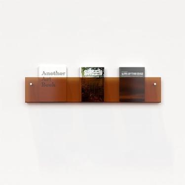 Imagem de Porta-revistas de acrílico montado na parede - Suporte de folheto elegante e organizador de discos de vinil para quarto de crianças, banheiro e escritório - Prateleira de papel marrom e caderno de 120