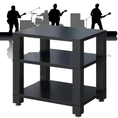 Imagem de Rack HiFi 2 3 4 níveis de armazenamento de mídia suporte toca-discos com absorção de choque, equipamento AV suporte móvel de mídia aberta (preto, 60 x 48 x 10 cm)