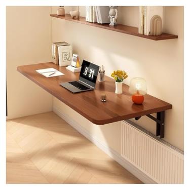 Imagem de Mesa de laptop flutuante montada na parede mesa dobrável montada na parede, bancada dobrável de parede dobrável, mesa de parede dobrável para pequenos espaços flutuantes (marrom, 40 * 30 cm/15,7