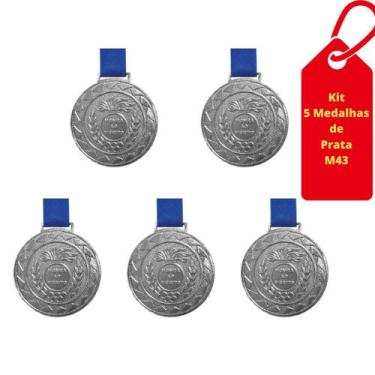 Imagem de Kit C/5 Medalhas de Prata Honra ao Mérito M43 C/Fita Azul - Crespar