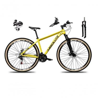 Imagem de Bicicleta Aro 29 Absolute Nero 5 Câmbio Shimano 24v Acera K7 Freio A Disco Garfo Com Trava Amarelo 21