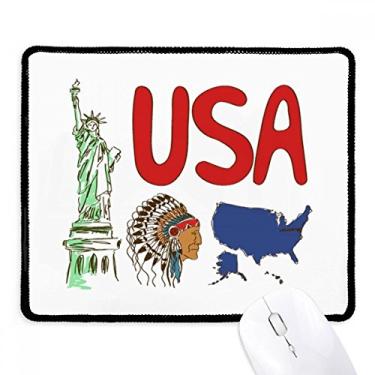 Imagem de America National Symbol Landmark Pattern Mousepad com borda costurada Tapete de borracha para jogos