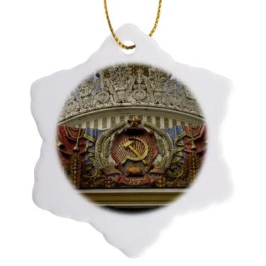 Imagem de 3dRose Enfeite de floco de neve Hogstrom Rússia Moscow Vdnkh, simbolismo soviético Eu26 Iho0216 Inger Hogstrom 7,6 cm