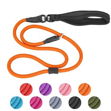 Imagem de Coleira deslizante para cães, coleira antiderrapante forte para treinamento de cães [rotação de 360° anti-emaranhado] 1,2 m / 1,8 m nylon durável sem puxão, trela de caminhada para cães pequenos, médios e grandes, 1,2 m, laranja