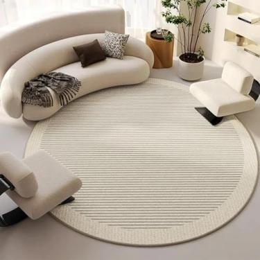 Imagem de Tapete redondo minimalista francês, tapete grande para sala de estar, cadeira de quarto luxuosa e leve (180x180 cm/pelo de laço - M)