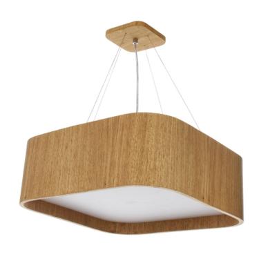 Imagem de Plafon Wood Quadrado Arredondado 30 X 30cm 2 Luzes E27 Freijó