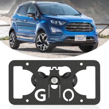 Imagem de Moldura frontal sem furadeira compatível com Ford EcoSport 2018-2022 Suporte de suporte de grade de placa de carro antifurto Capas de etiqueta de carro à prova de ferrugem, acessórios de carro à prova
