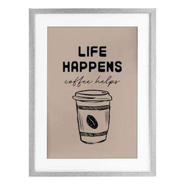 Imagem de Stupell Industries Impressão emoldurada Life Happens Coffee helps cinza design sob vidro por JJ Design House LLC, 23 x 17