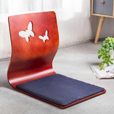 Imagem de UISLA Chão japonês sem pernas, sala de estar de tatami, meditação de madeira, braço de janela de sacada, sofá preguiçoso para ler, assistir TV