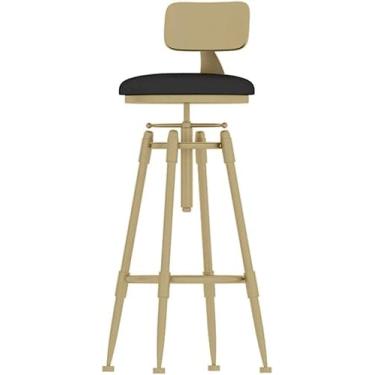 Imagem de WUHUQN Banquetas de bar cadeiras de bar com encosto alto banquinho estofado para cozinha, banco de café da manhã em casa e cozinha, almofada de couro preto