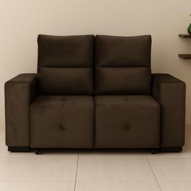 Imagem de Sofá Retrátil Reclinável 2 Lugares 140 CM Cancun em Veludo Pavia Diversas Cores Sala Estar Elegante - AV (MARROM)
