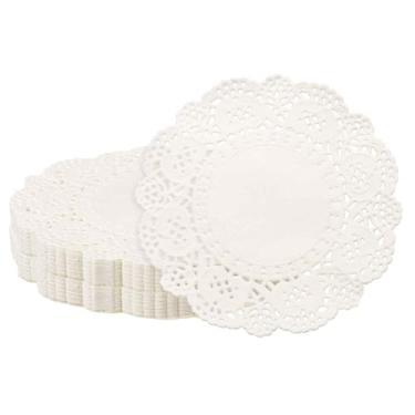 Imagem de HARFINGTON 200 peças de guardanapos de papel redondos de 3,5 polegadas para decoração de mesa de aniversário para bolos, sobremesa, artesanato, festa, casamento, aniversário, decoração de mesa, branco
