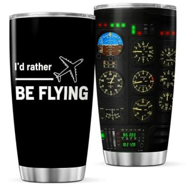 Imagem de KOIXA I'D Rather Be Flying Airplane Cockpit Instrumento Design Copo de Aço Inoxidável para Pilotos e Amantes de Aviação 590 ml Bebida de Viagem Chá Quente Isolado Calor Frio Ao Ar Livre