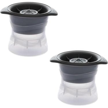 Imagem de Forma de Gelo Esfera Grande em Silicone – Kit 2 Unidades – Bolas para Whisky, Drinks e Coquetéis Antiaderrapante, Cor Cinza