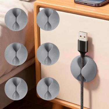 Imagem de Pacote com 6 clipes organizadores de cabos, suporte de cabo de linha de dados multicoloridos para casa e escritório, organize seus cabos organizadores de mesa evita emaranhamento e danos