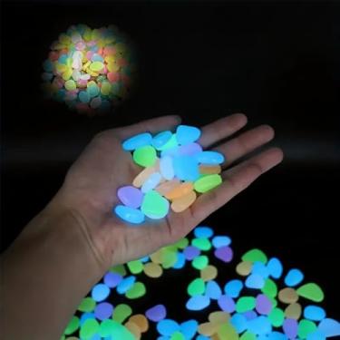 Imagem de 100 peças de pedras artificiais brilhantes para decoração de vaso e aquário - brilho de longa duração; design atraente, multicolorido, 50 g