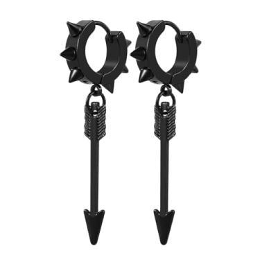 Imagem de OIDEA Brincos pendentes de ponta para homens e mulheres: Black Gothic Punk Aço Inoxidável Espada Cruzada Articulada Huggie Argola Brinco Joias Presentes, one size, Metal, Sem pedra preciosa