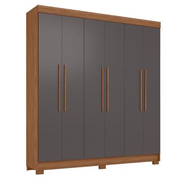Imagem de Guarda Roupa Casal 6 Portas Toledo Jatobá Grafite - Santos Andirá