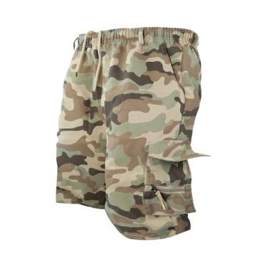 Imagem de Bermudas Cargo Masculinas De Verão Tamanho Grande Com Múltiplos Bolsos
