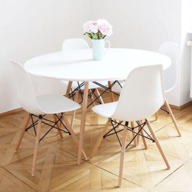 Imagem de Conjunto Mesa Jantar 110cm Mdf Tx e 4 Cadeiras Eiffel - Móveis La Bell