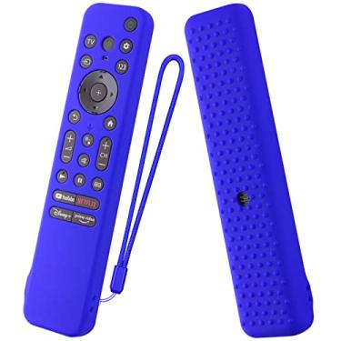 Imagem de Capa de silicone para Sony RMF-TX800U RMF-TX900U Controle remoto de voz Contorl 2022, capa protetora anti-choque compatível com Sony 4K Ultra HD TV X80K X90K X95K Series Remote (azul)