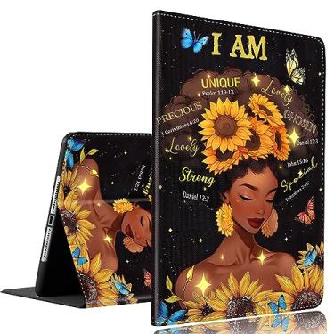 Imagem de Capa para Samsung Galaxy Tab S8 2022/Tab S7 2020 11 polegadas (modelo SM-X700/X706/T870/T875/T878), capa fina e dobrável com hibernar/despertar automático, mulher afro-americana