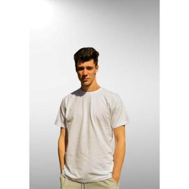 Imagem de Camiseta Masculina Adulto Cia da Malha 100% Algodão Básica Cor:Branco;Tamanho:M-Masculino