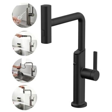 Imagem de Torneira de cozinha em cascata com torneira de água potável e pulverizador de puxar para baixo, torneiras de filtro de água de cozinha torneiras de pia de alça única de 3 vias, sem dispositivo de