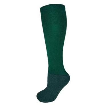 Imagem de 1 Par Meião Futebol Futsal Infantil Juvenil Atoalhada Branco Preto Ver