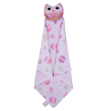 Imagem de Naninha para Bebê de Bichinho de Pelúcia com Prendedor de Chupeta Coruja Menino e Menina (Rosa)