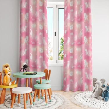 Imagem de Cortina Tecido Oxford Quarto Infantil Animais Nuvens Rosa CI21 - 280x2