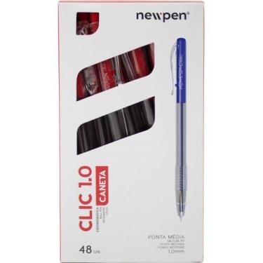 Imagem de Caneta Esferográfica CLIC 1.0MM Vermelha Caixa com 48 Unidades - Newpe