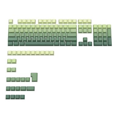 Imagem de Glacier Keycaps PBT Double Shot Cherry Profile para teclado mecânico compatível com layout de 60%/65%/75%/80%/96%/100% (impressão lateral verde gradiente)