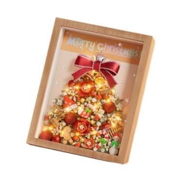 Imagem de Dynwave Moldura de árvore de Natal, blocos de construção, moldura de imagem, presente romântico de Natal para casa, estantes, escritório, festa, amigos, Vermelho