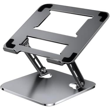 Imagem de Suporte para Notebook Ajustável em Aluminio Apoio para Tablet Dobrável Laptop até 17 Polegadas Resistente Estável Ergonômico Articulado Metal Portátil Mesa Vertical