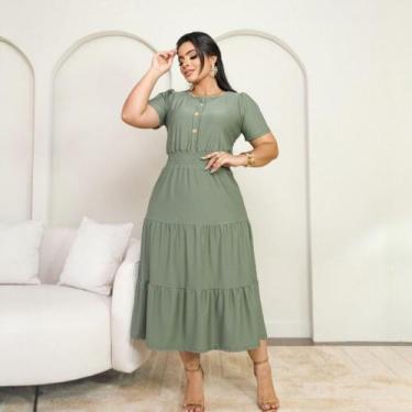 Imagem de Vestido Midi Plus Size Noemi Moda Evangélica Feminina - MISS FLOWER, V