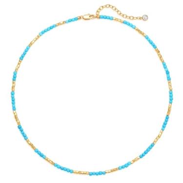 Imagem de MEVECCO Colar gargantilha feminina banhada a ouro 18 K irregular com contas mistas para presente de joias, Latão, Sem Pedra Preciosa