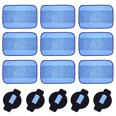 Imagem de neutop Kit de substituição de panos de limpeza úmidos laváveis de microfibra compatível com modelo iRobot Braava 320 380 381 380T 390 390T Mint 4200 4205 5200 5200 5200C, 9 esfregões molhados e 5