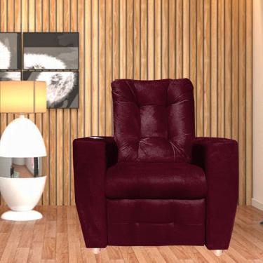 Imagem de Poltrona Do Papai Reclinável Suede Porta Copo Perola Bordo